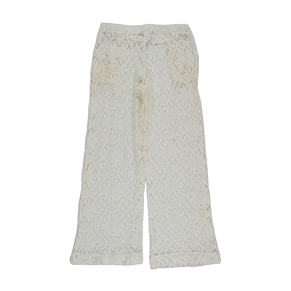 Trina Turk 100% Cotton Lace Pants Women's Size Medium Cream Crochet Wide‎ Leg